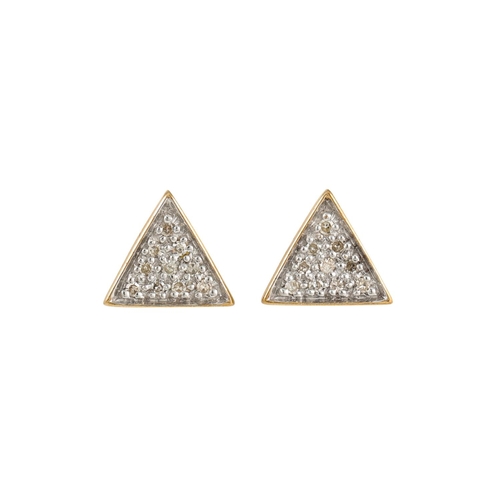 3 - A PAIR OF DIAMOND CLUSTER EARRINGS, mounted in white gold, triangular form