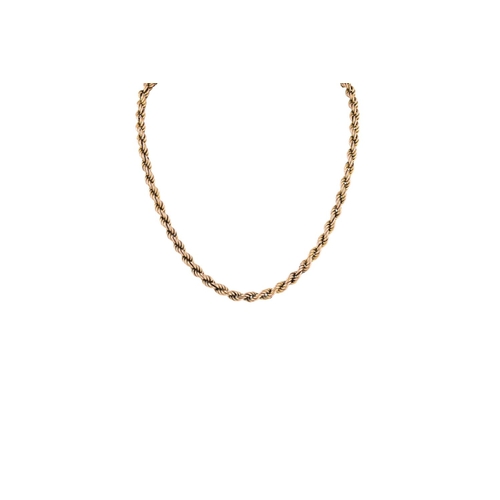 316 - A TWISTED ROPE LINK NECK CHAIN, 9ct yellow gold