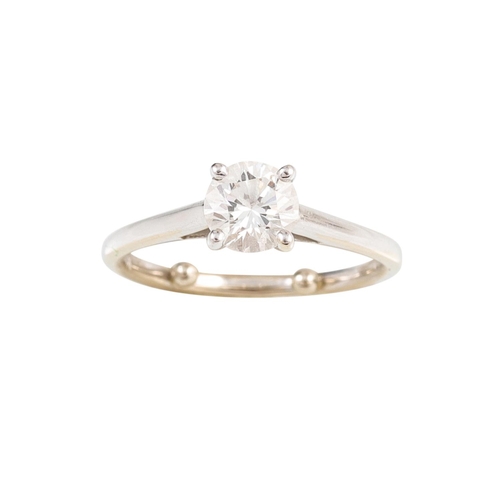 413 - A DIAMOND SOLITAIRE RING, the brilliant cut diamond mounted in 14ct white gold. Together with GIA ce... 