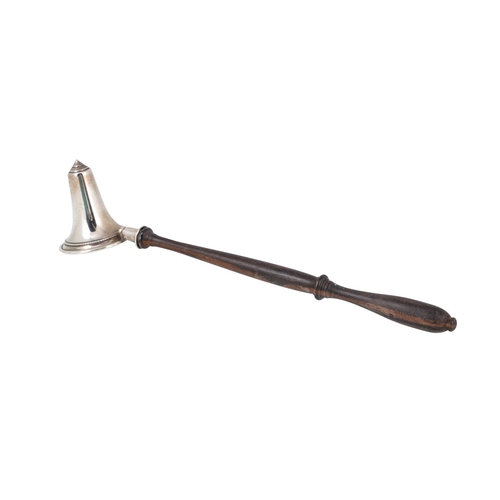 459 - A MODERN SILVER CANDLE SNUFFER, with rosewood handle, ca 11'' long