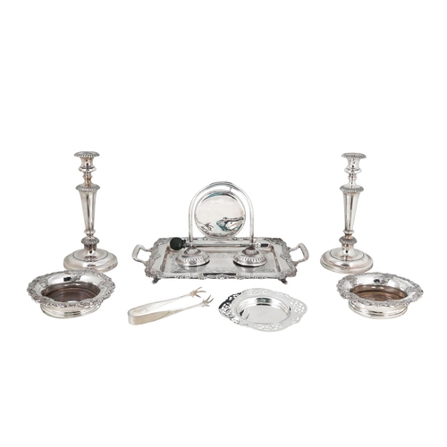 460 - A LARGE COLLECTION OF GOOD QUALITY SHEFFIELD PLATED AND OTHER PLATED WARES, including a pair of cand... 