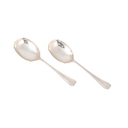 520 - A PAIR OF UNUSUAL EDWARDIAN SILVER SERVING SPOONS, Sheffield 1904