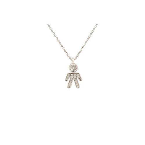 57 - A DIAMOND PENDANT, modelled as a child, pavé set in 18ct gold. Estimated: weight of diamonds: 0.10 c... 