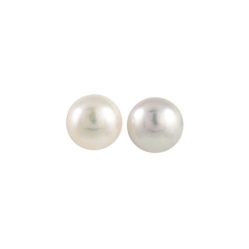 78 - A PAIR OF CULTURED PEARL STUD EARRINGS, mounted in 14ct gold