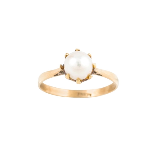 99 - AN ANTIQUE CULTURED PEARL DRESS RING, mounted in 18ct yellow gold, size Q