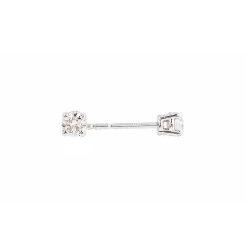 247 - A PAIR OF DIAMOND STUD EARRINGS, mounted in 14ct white gold.  Estimated: weight of diamond: 0.30 ct,... 