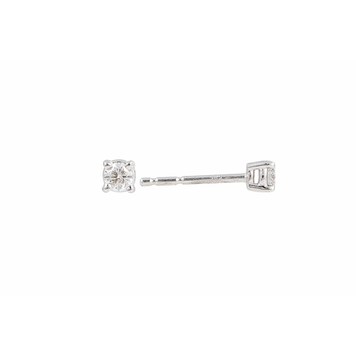 248 - A PAIR OF DIAMOND STUD EARRINGS, mounted in 14ct white gold.  Estimated: weight of diamond: 0.18 ct,... 