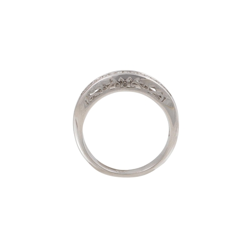 401 - A DIAMOND HALF ETERNITY RING, the princess cut diamonds channel set in 18ct white gold. Estimated: w... 