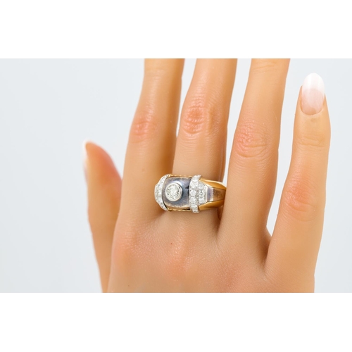 426 - A RETRO DIAMOND RING, set with centre collet set diamond, mounted in 18ct white gold. Estimated: wei... 