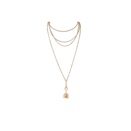 464 - A 9CT YELLOW GOLD MUFF CHAIN, ca. 30.3g.