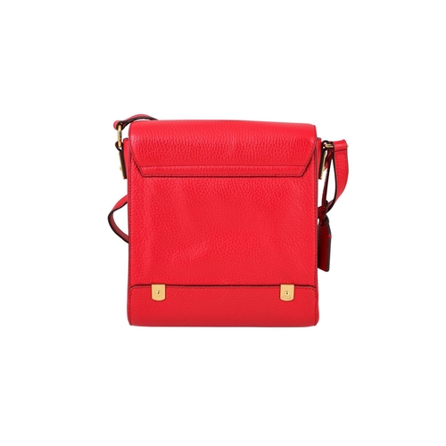 516 - A LAUREL, Ralph Lauren cross body bag, messenger style, red colour with gold hard wear