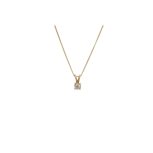 116 - A DIAMOND SOLITAIRE PENDANT, the old cut diamond mounted in yellow gold, on a gold chain. Estimated:... 