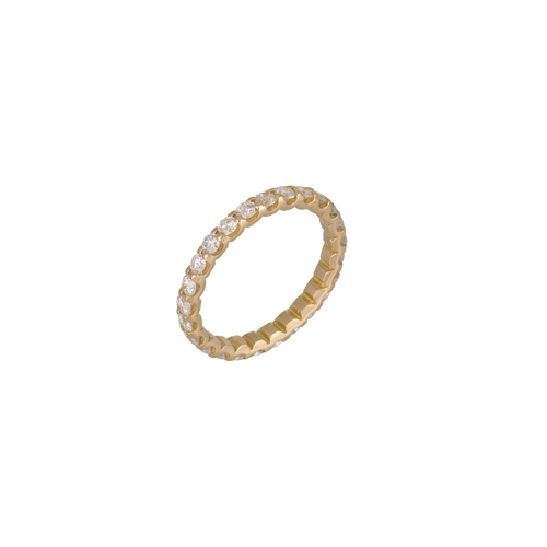 144 - A FULL BANDED DIAMOND ETERNITY RING, mounted in 18ct yellow gold. Estimated: weight of diamonds: 1.3... 