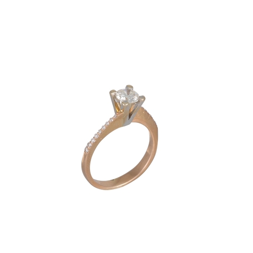 166 - A DIAMOND SOLITAIRE RING, the brilliant cut diamond to a 18ct yellow gold twist setting, diamond sho... 