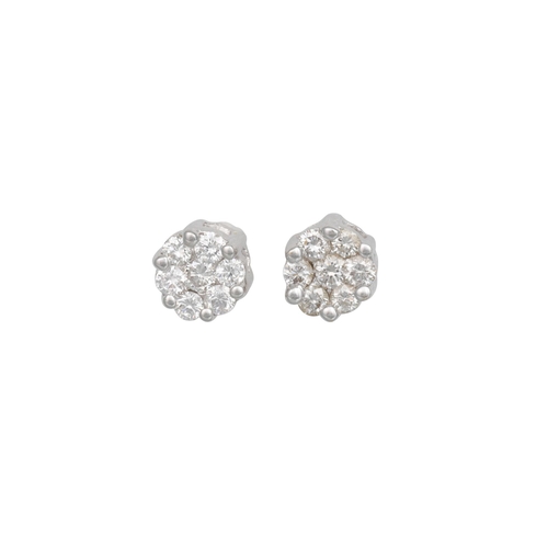 169 - A PAIR OF DIAMOND CLUSTER EARRINGS, mounted in white gold