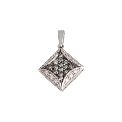 175 - A DIAMOND PENDANT, of square form, pavé set in 9ct white gold, size 10 mm square