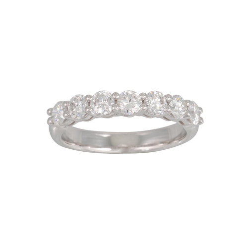 222 - A DIAMOND HALF ETERNITY RING, the brilliant cut diamonds mounted in 18ct white gold. Estimated: weig... 