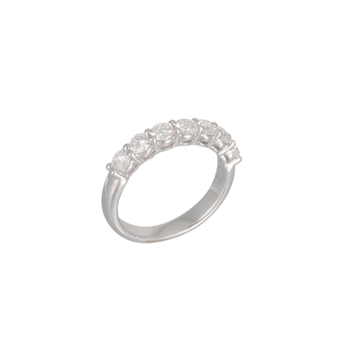 222 - A DIAMOND HALF ETERNITY RING, the brilliant cut diamonds mounted in 18ct white gold. Estimated: weig... 