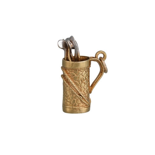 229 - A 9CT GOLD PENDANT, modelled as a golf bag, Dublin 1972, 8.1 g