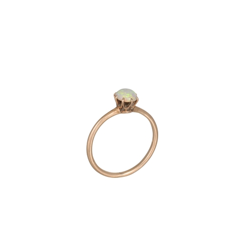 234 - A VINTAGE OPAL RING, in 14ct gold, size K