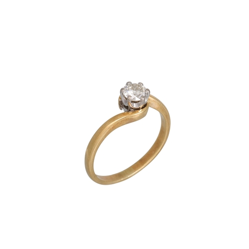 263 - A DIAMOND SOLITAIRE RING, twist setting, the brilliant cut diamonds mounted in 18ct yellow gold. Est... 