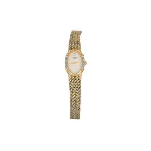 274 - A LADY'S CITIZEN WRIST WATCH, small oval face, mesh strap, mother of pearl dial