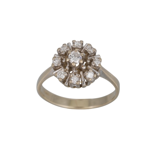 330 - A DIAMOND CLUSTER RING, the brilliant cut diamond mounted in 14ct white gold. Estimated: weight of d... 