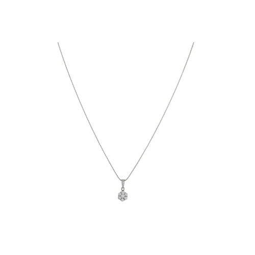 345 - A DIAMOND CLUSTER PENDANT, the brilliant cut diamond mounted in 18ct white gold, together with a jew... 