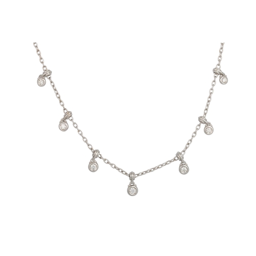 390 - A DIAMOND NECKLACE, the collet set diamonds suspended from an 18ct white gold chain. Estimated: weig... 