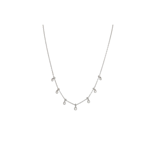 390 - A DIAMOND NECKLACE, the collet set diamonds suspended from an 18ct white gold chain. Estimated: weig... 