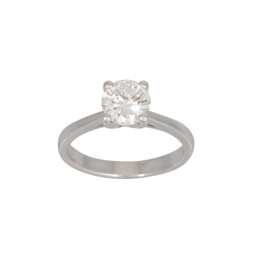 396 - A SOLITAIRE DIAMOND RING, the brilliant cut diamond mounted in white gold. Together with a HRD cert ... 