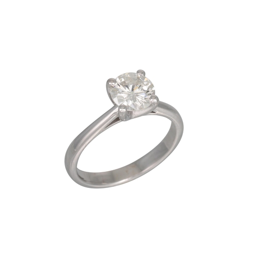 396 - A SOLITAIRE DIAMOND RING, the brilliant cut diamond mounted in white gold. Together with a HRD cert ... 