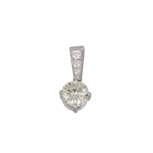 398 - A DIAMOND PENDANT, the brilliant cut diamond to a diamond bail, mounted in platinum. Estimated: weig... 