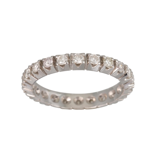 417 - A DIAMOND ETERNITY RING, the brilliant cut diamonds mounted in 18ct white gold. Estimated: weight of... 