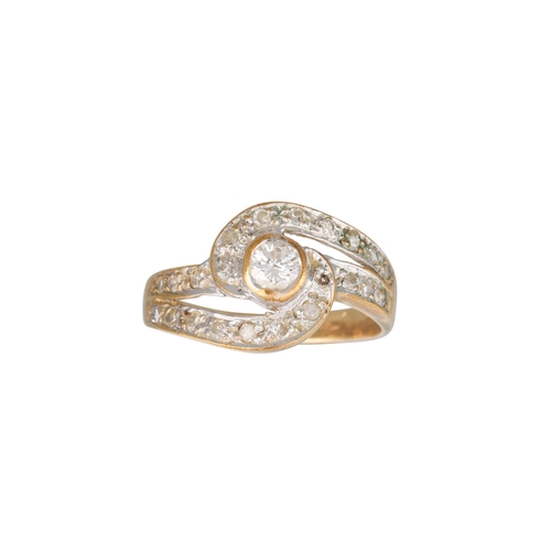 429 - A DIAMOND SET CLUSTER SWIRL RING, set with brilliant cut and circular diamonds in 18ct yellow gold. ... 