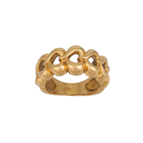 444 - A VAN CLEEF & ARPEL OPEN HEARTS RING, mounted in 18ct yellow gold, size J