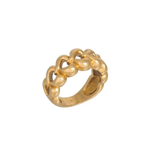 444 - A VAN CLEEF & ARPEL OPEN HEARTS RING, mounted in 18ct yellow gold, size J