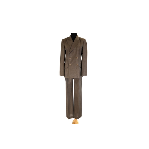 567 - A LADY'S MAXMARA BROWN TROUSER SUIT, tonal buttons