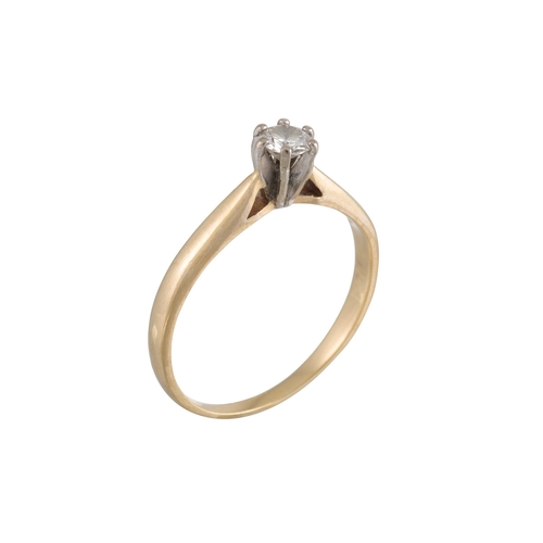 71 - A DIAMOND SOLITAIRE RING, mounted in yellow gold. Estimated: weight of diamond: 0.30 ct. Size S - T