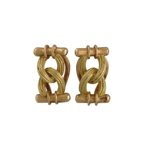 72 - A PAIR OF 18CT GOLD EARRINGS, in the form of textured curb link