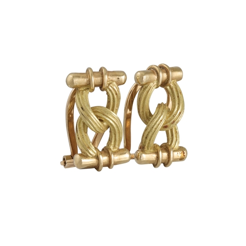 72 - A PAIR OF 18CT GOLD EARRINGS, in the form of textured curb link