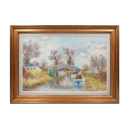 588 - FERGUS O'RYAN RHA (1911  1989) 
The canal at Hazel hatch (A busy scene on the grand canal in Co.K... 