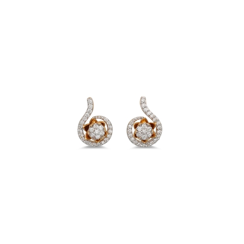 9 - A PAIR OF DIAMOND CLUSTER EARRINGS, mounted in 18ct yellow gold, screw back fitting, engraved U.A.E ... 