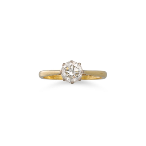 2 - A DIAMOND SOLITAIRE RING, the brilliant cut diamond mounted in 18ct gold. Estimated: weight of diamo... 