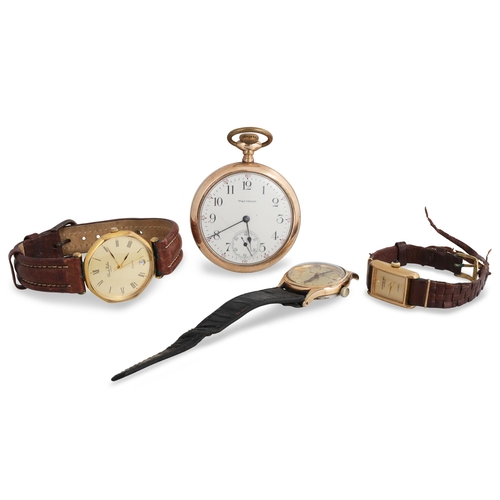 304 - A WALTHAM POCKET WATCH, together with three wristwatches