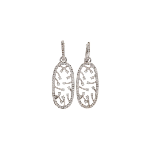 45 - A PAIR OF DIAMOND EARRINGS, the pavé set diamond hoops together with detachable diamond drop plaques... 