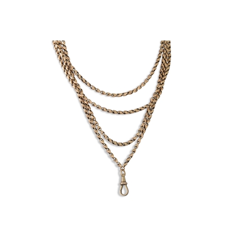 5 - A 9CT GOLD BELCHER LINK MUFF CHAIN, 62