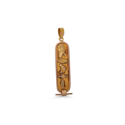 51 - A GOLD PENDANT, depicting Egyptian Hieroglyphics, 2.9 g.