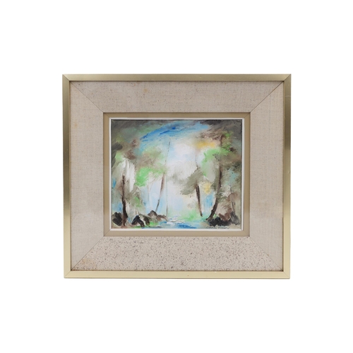 587 - CARMEL MOONEY, (IRISH CONTINENTAL) 
Woodland landscape, oil on canvas, Hendricks Gallery label verso... 