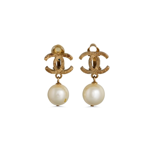 1 - A PAIR OF CHANEL 'DOUBLE' EARRINGS, suspending faux pearl, beads, boxed 2010